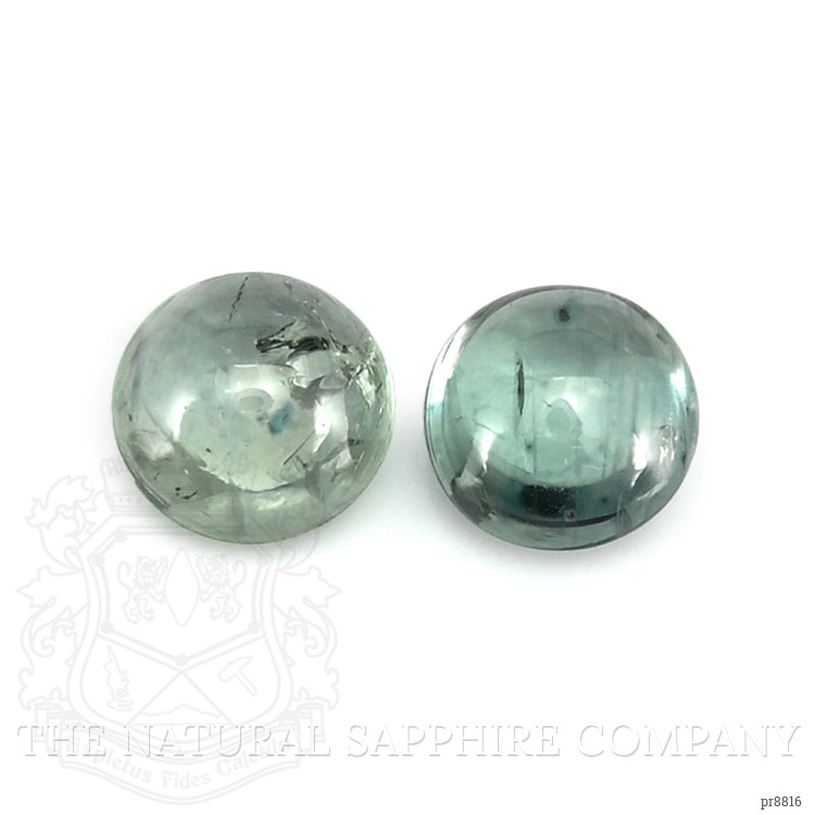 1.61 Ct.Tw. Bluish Green Cabochon Sapphire Pair from Montana