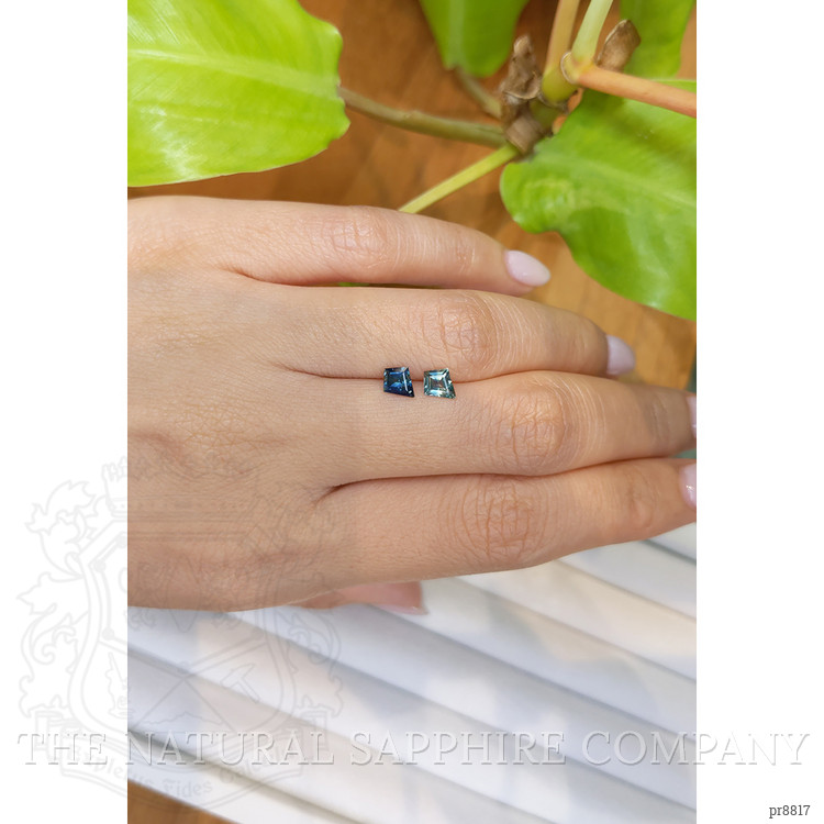 1.00 Ct.Tw. Bluish Green Sapphire Pair from Montana