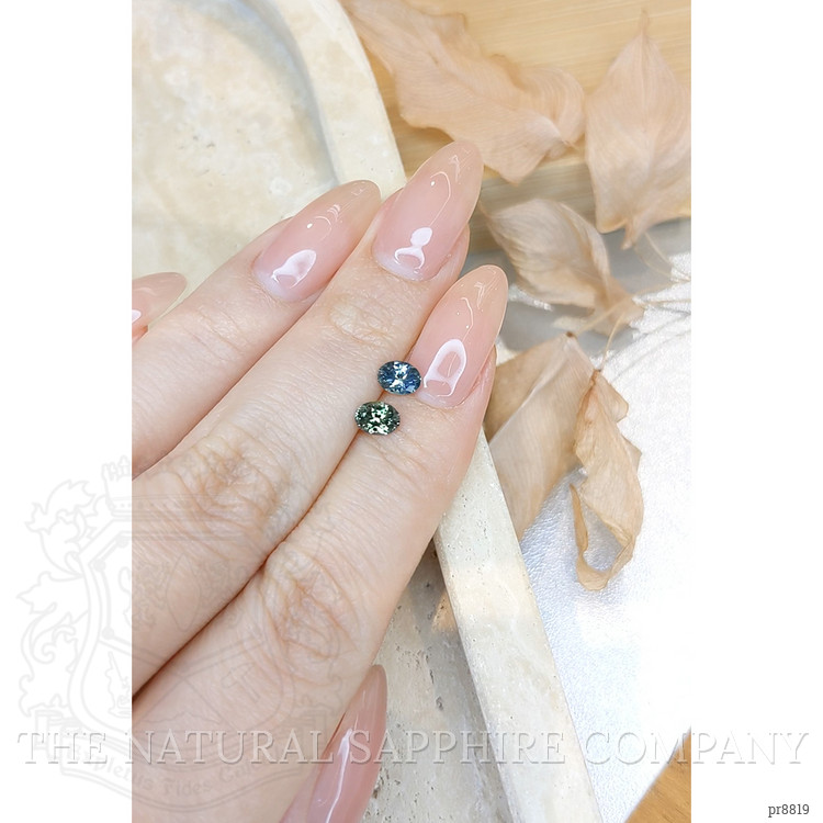 1.04 Ct.Tw. Bluish Green Sapphire Pair from Montana