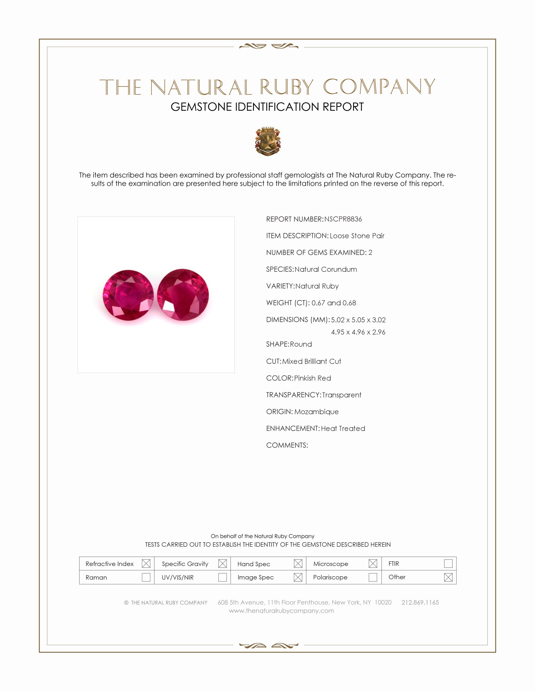 1.35 Ct.Tw. Pinkish Red Ruby Pair from Mozambique