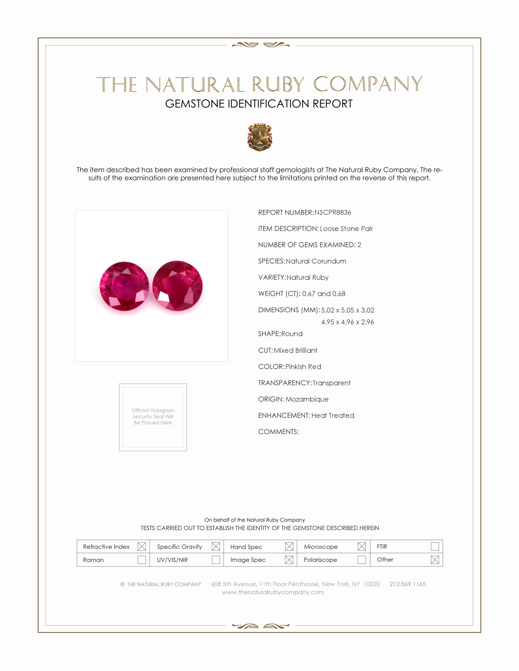 1.35 Ct.Tw. Ruby Pair from Mozambique
