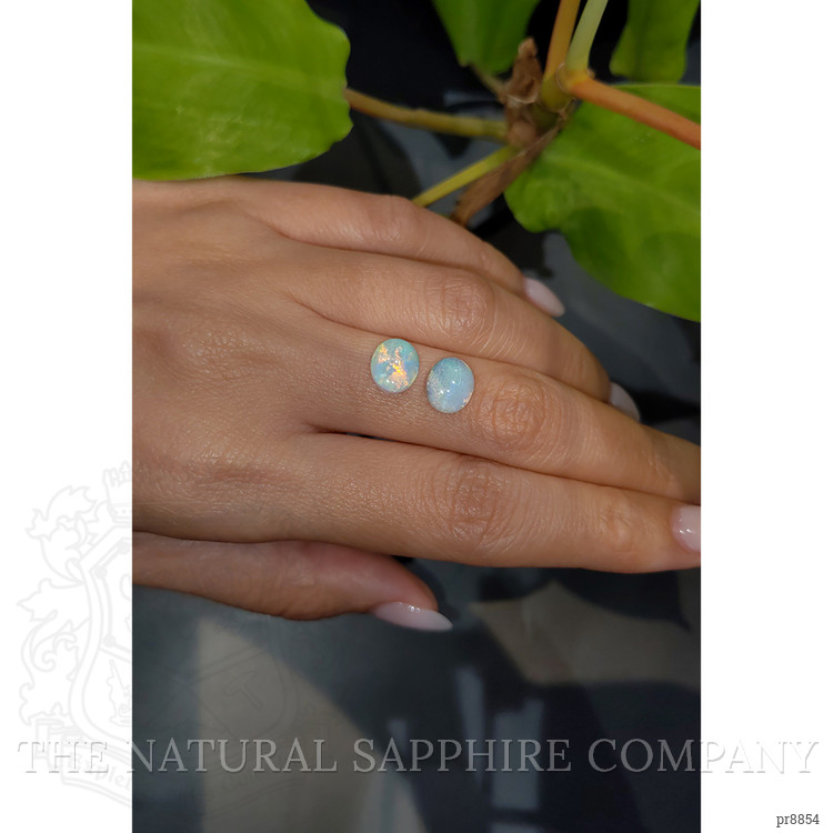 3.91 Ct.Tw. Cabochon Crystal/Jelly Opal Pair from Australia