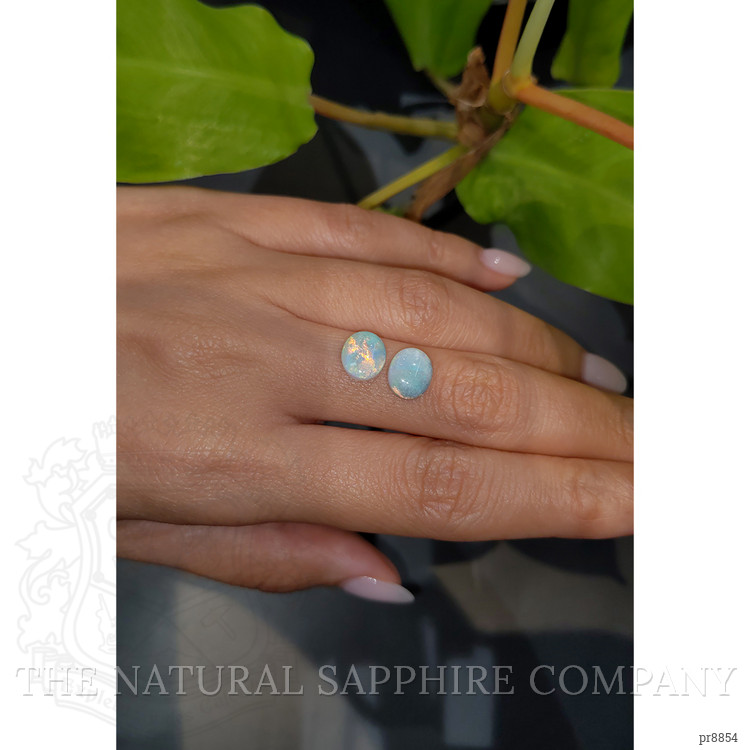 3.91 Ct.Tw. Cabochon Crystal/Jelly Opal Pair from Australia