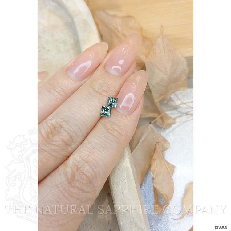 0.79 Ct.Tw. Bluish Green Sapphire Pair from Montana