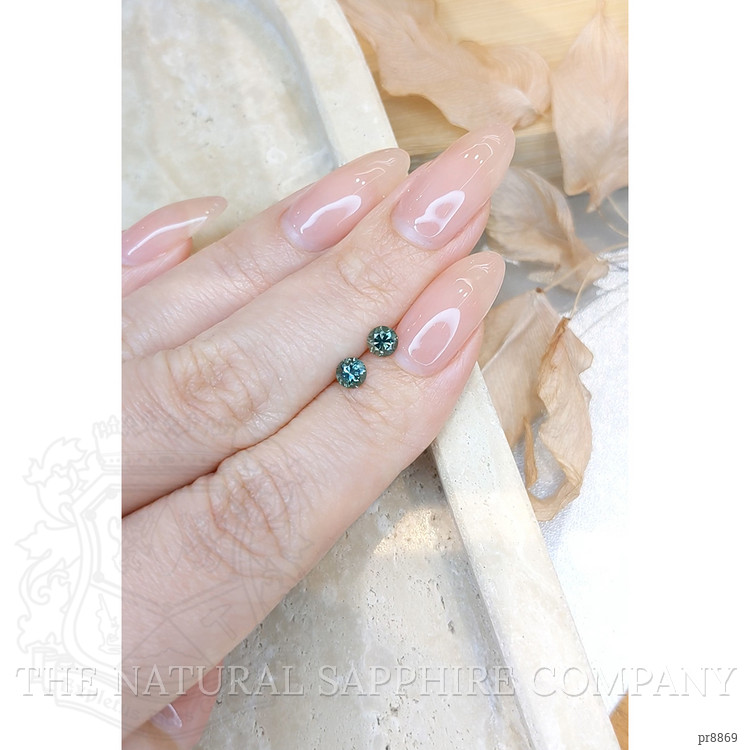 0.72 Ct.Tw. Bluish Green Sapphire Pair from Montana