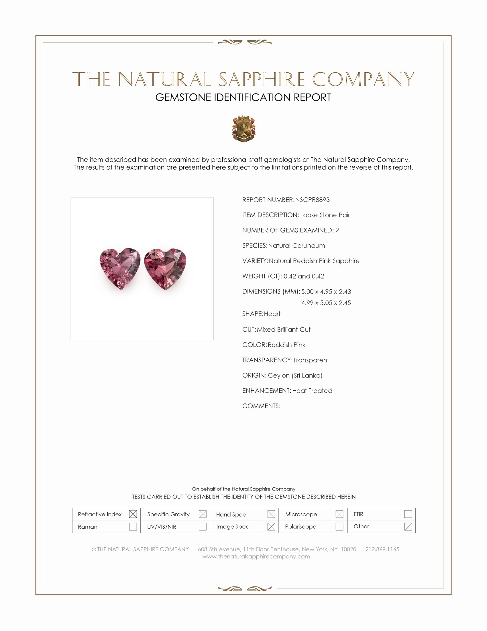 0.84 Ct.Tw. Reddish Pink Sapphire Pair from Ceylon (Sri Lanka)