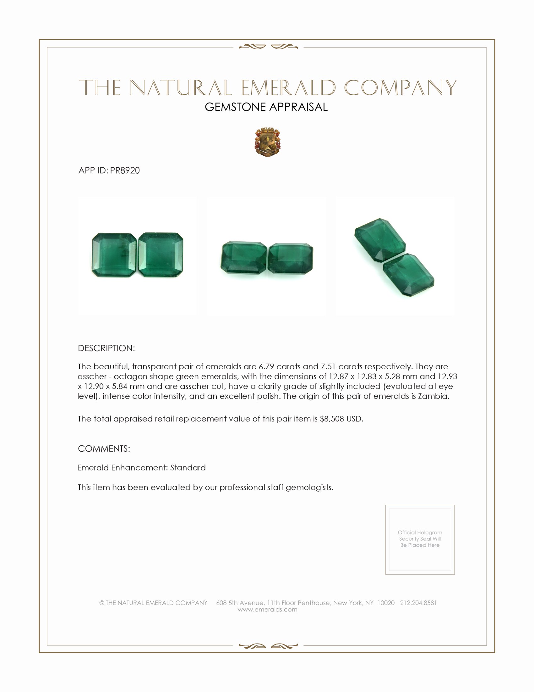 14.30 Ct.Tw. Emerald Pair from Zambia