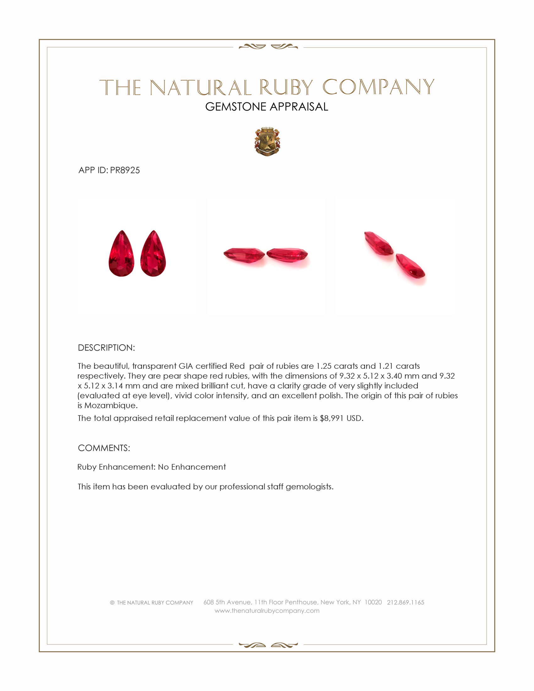 2.46 Ct.Tw. Ruby Pair from Mozambique