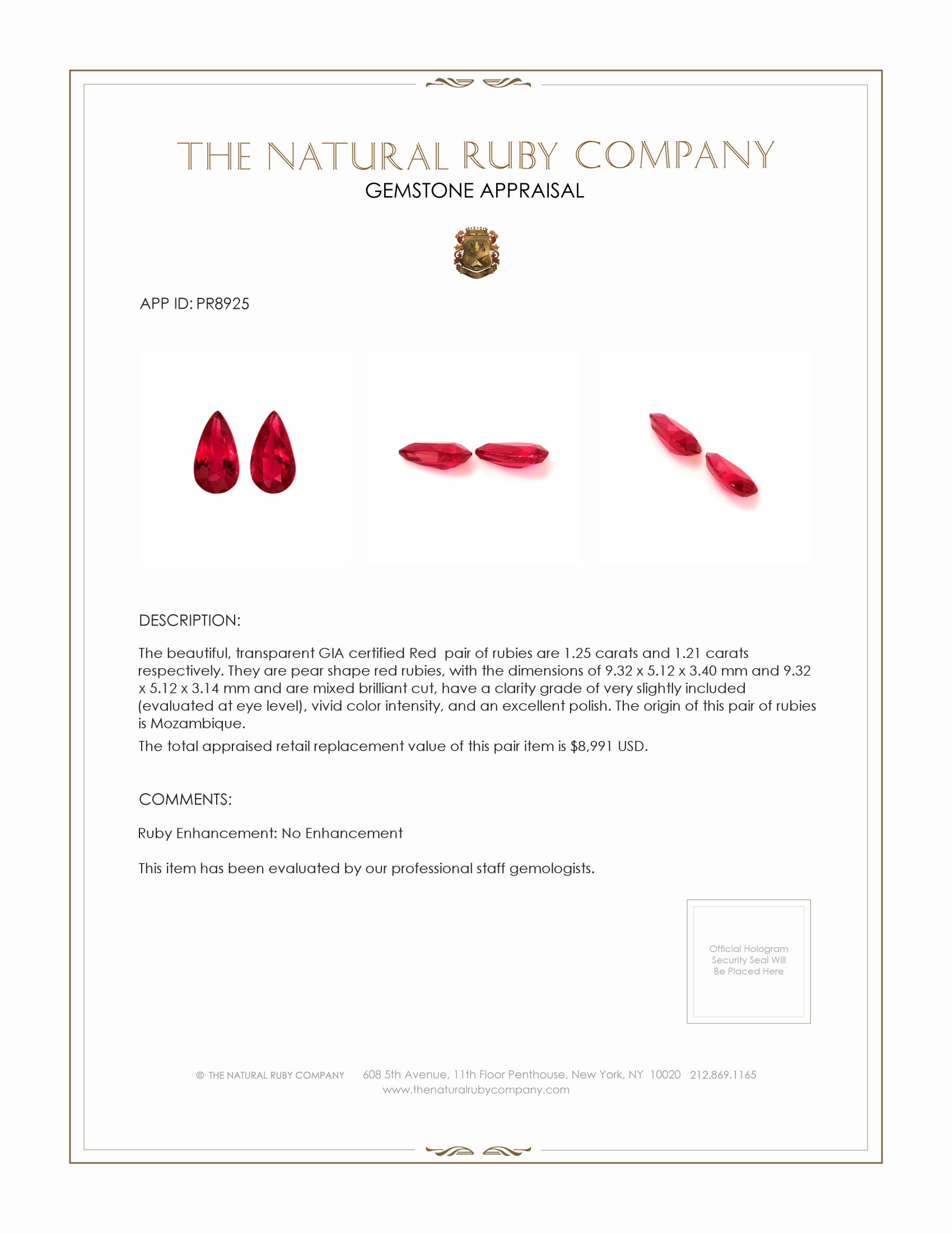 2.46 Ct.Tw. Ruby Pair from Mozambique