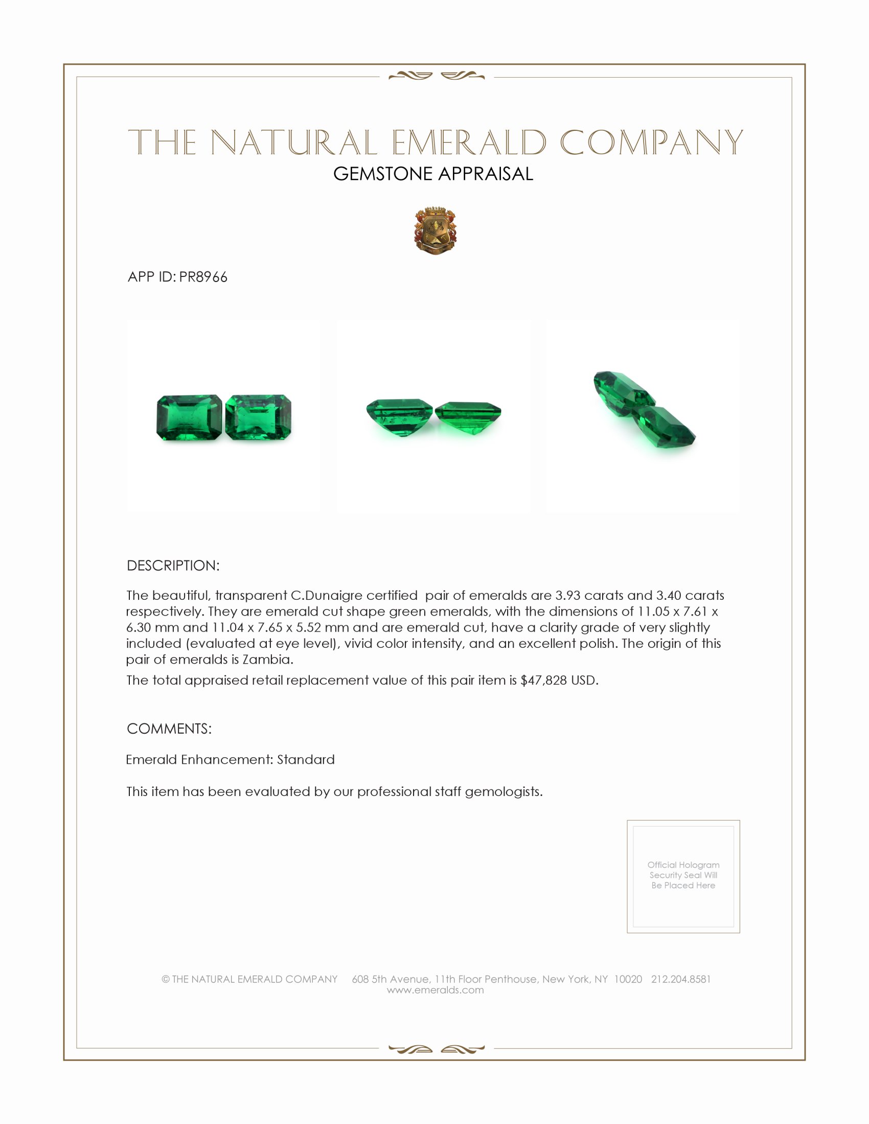 7.33 Ct.Tw. Emerald Pair from Zambia