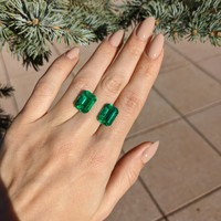 10.64 Ct.Tw.Total Carat Weight Emerald Pair from Zambia Life Style
