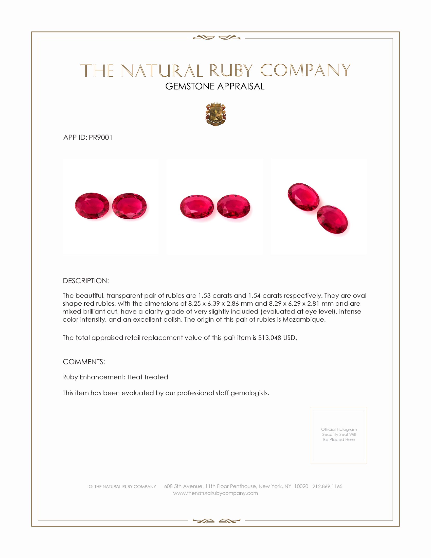 3.07 Ct.Tw. Ruby Pair from Mozambique