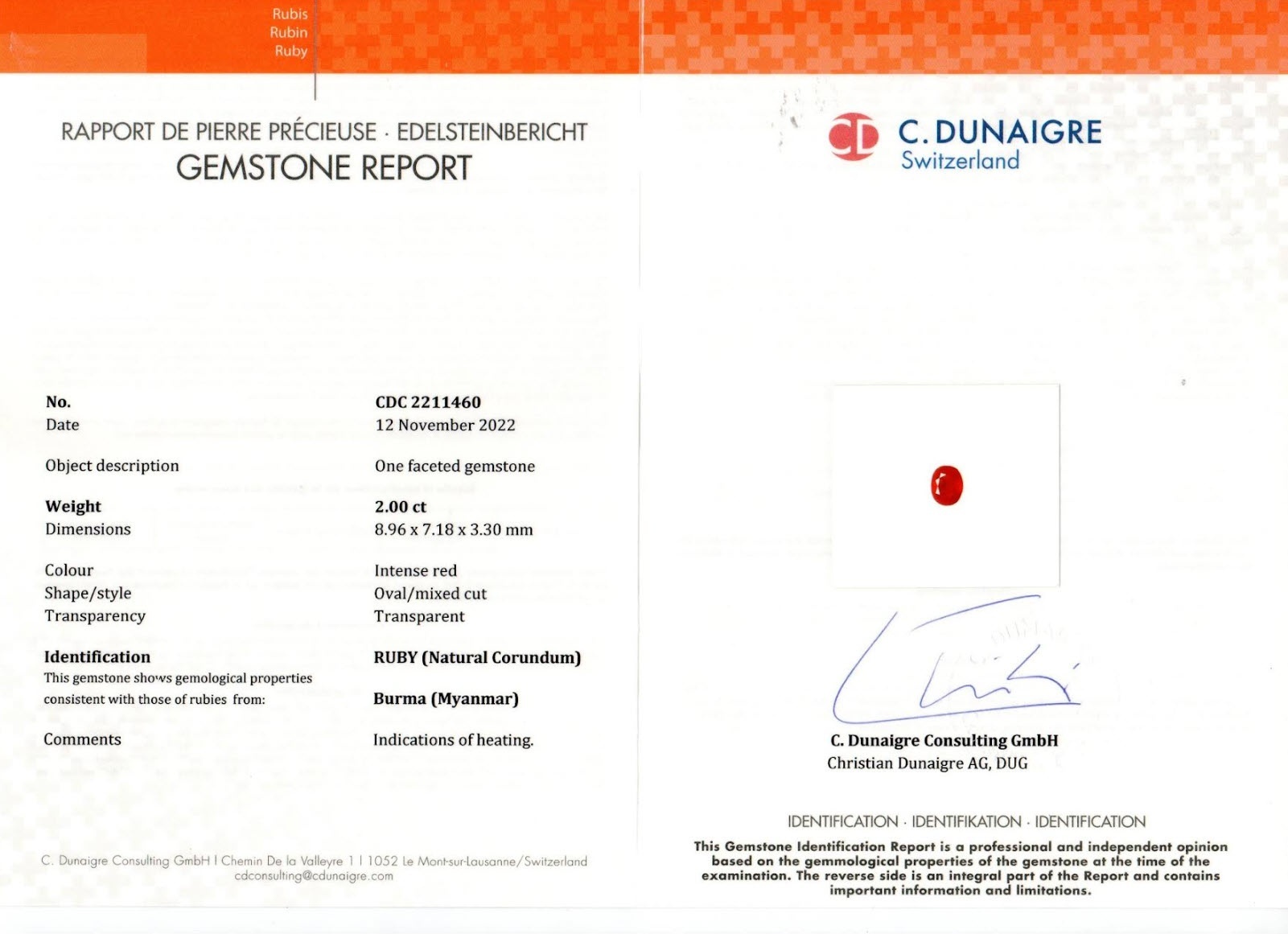 3.93 Ct.Tw. Ruby Pair from Burma (Myanmar)