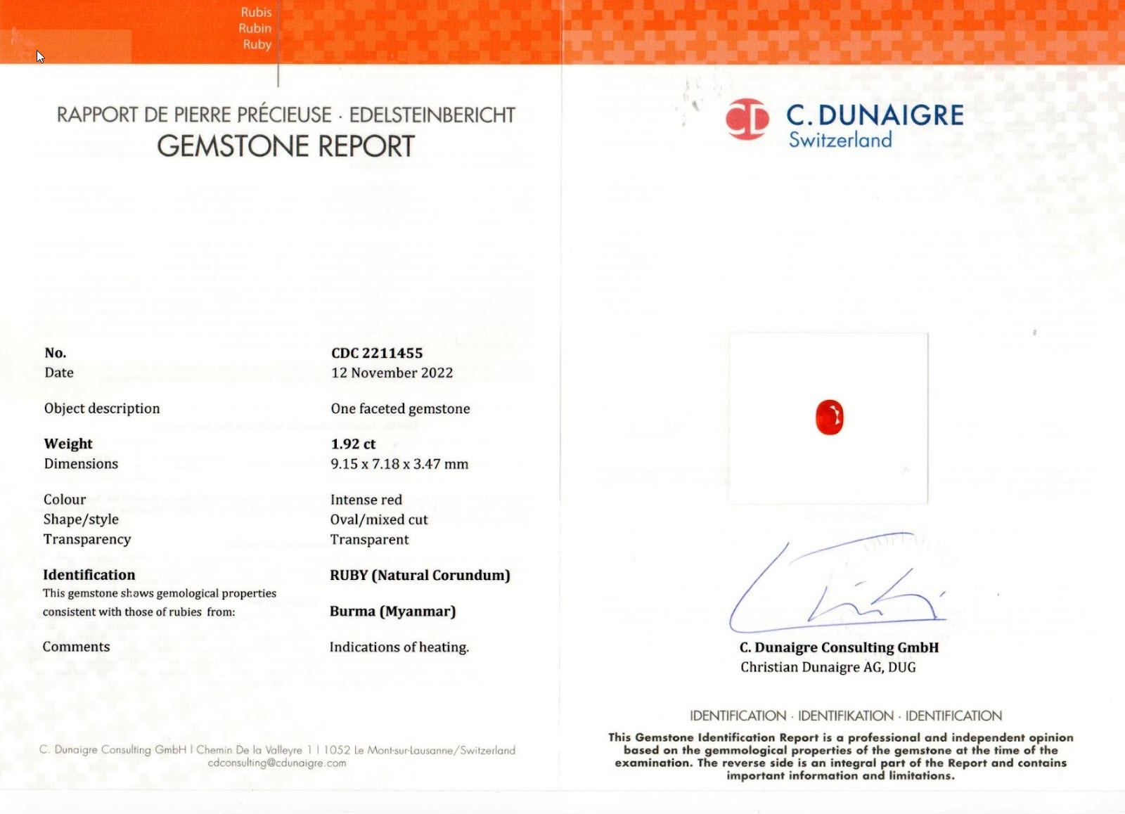 3.93 Ct.Tw. Ruby Pair from Burma (Myanmar)