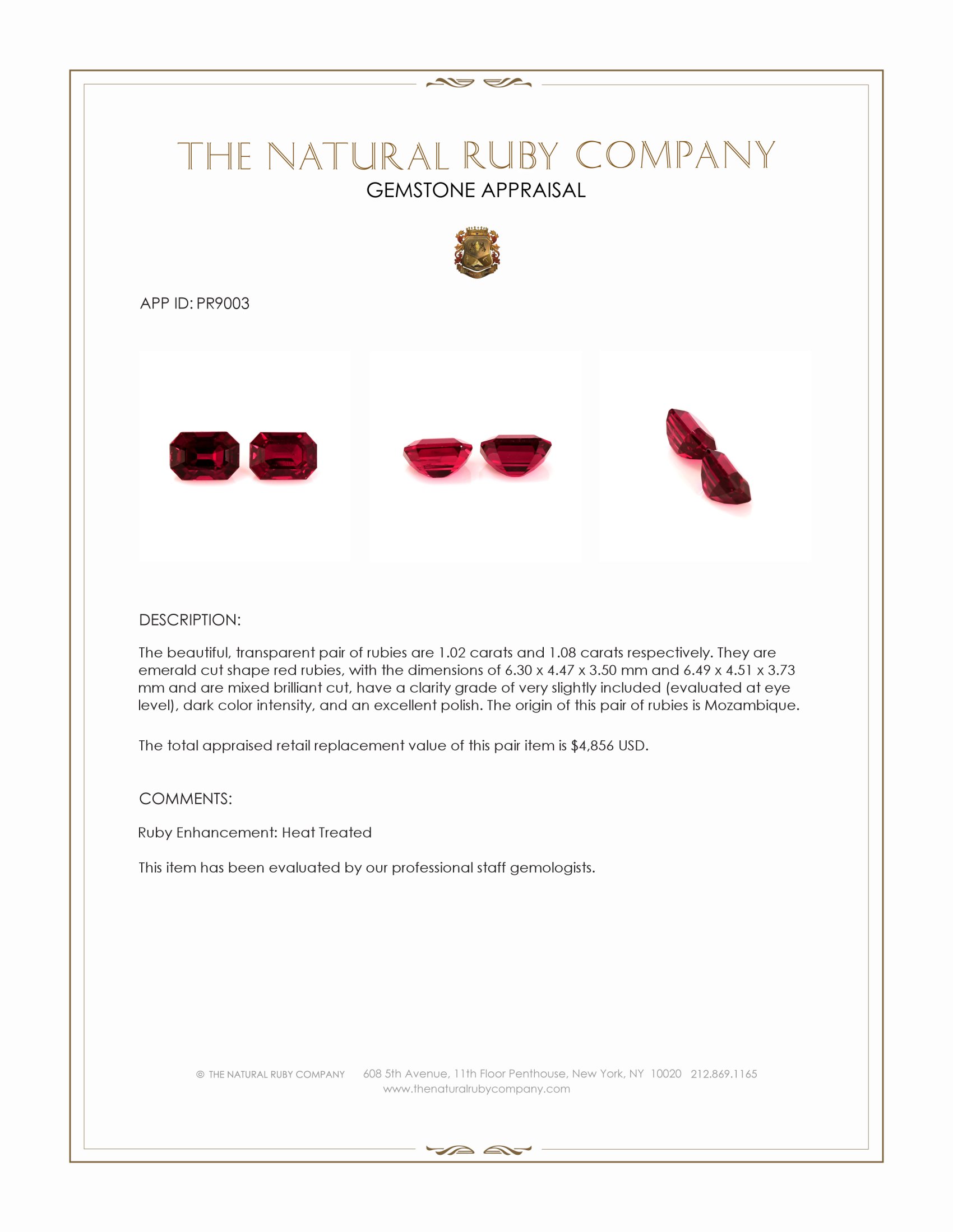 2.10 Ct.Tw. Ruby Pair from Mozambique