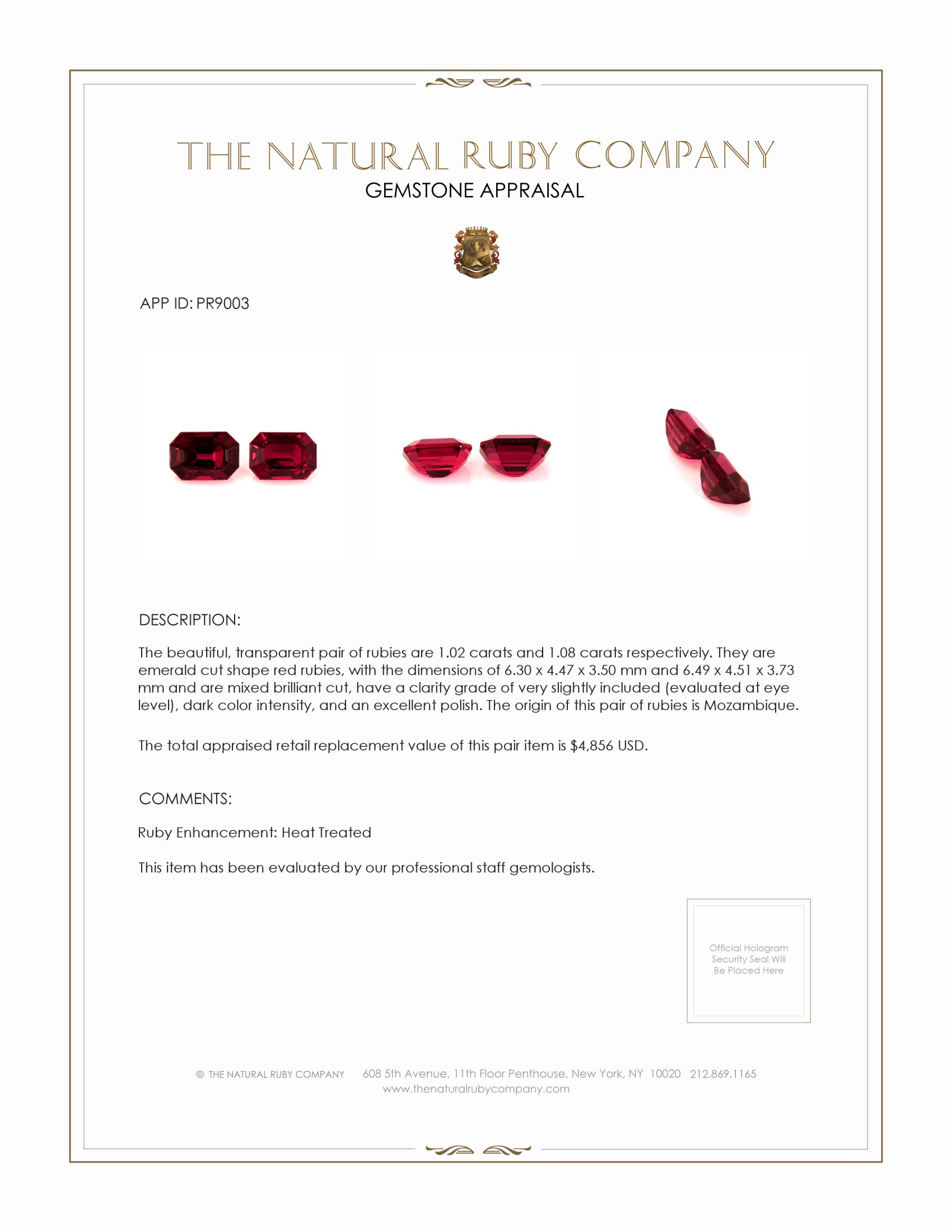 2.10 Ct.Tw. Ruby Pair from Mozambique