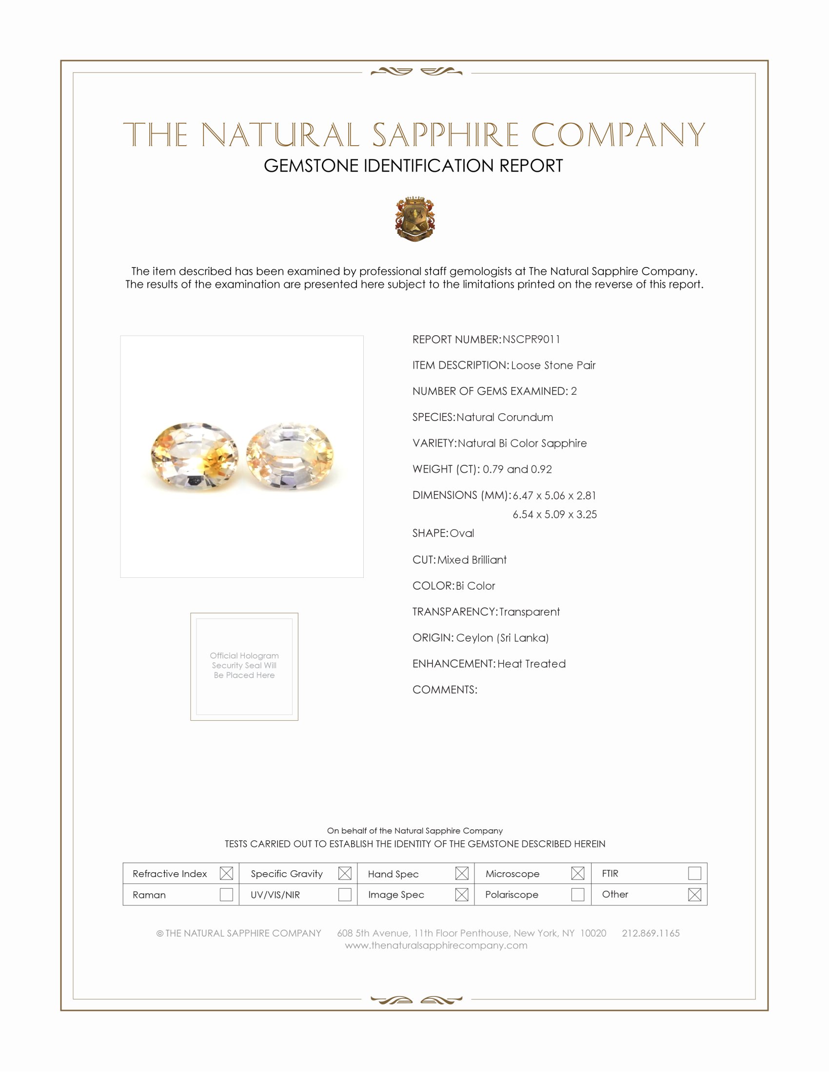 1.71 Ct.Tw. Bi Color Sapphire Pair from Ceylon (Sri Lanka)