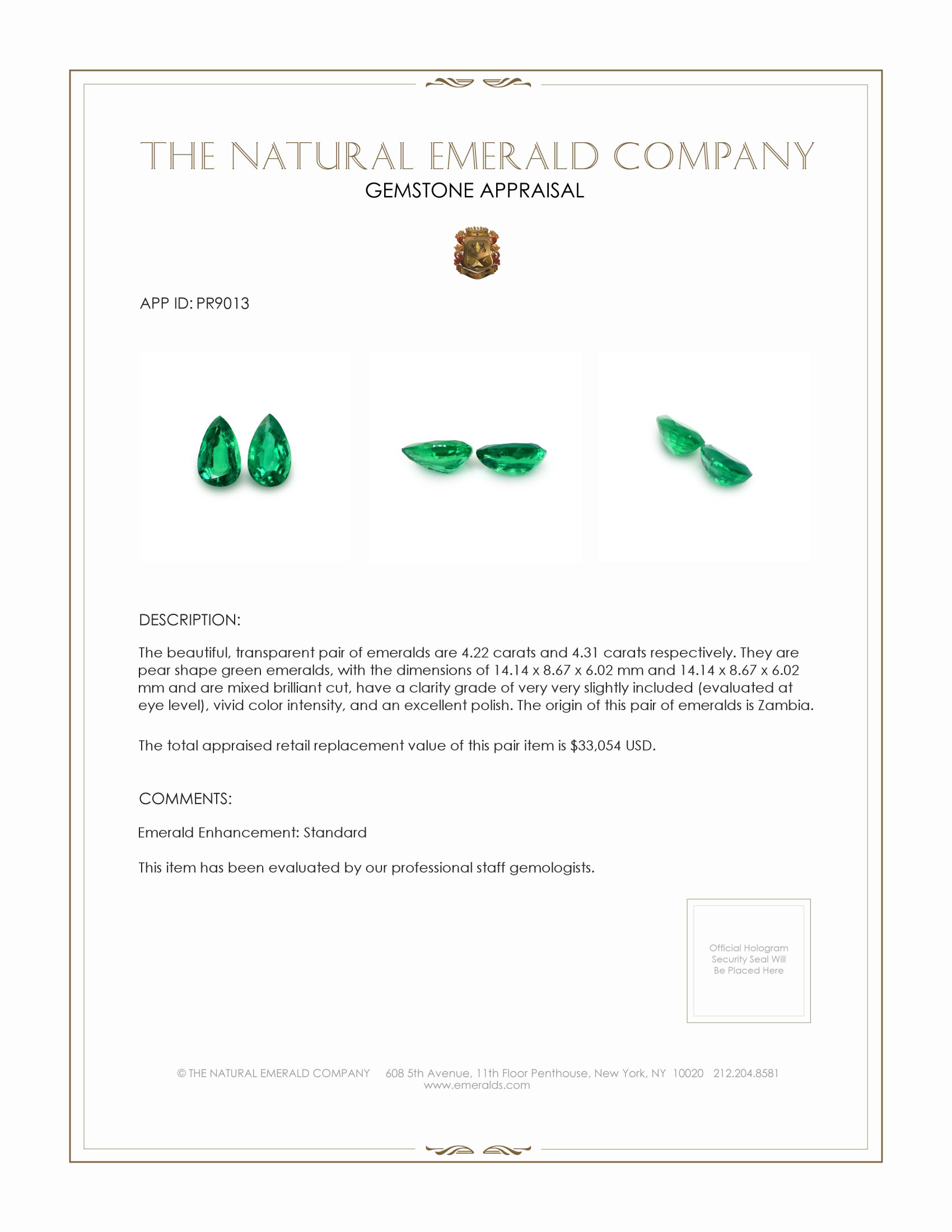 8.53 Ct.Tw. Emerald Pair from Zambia