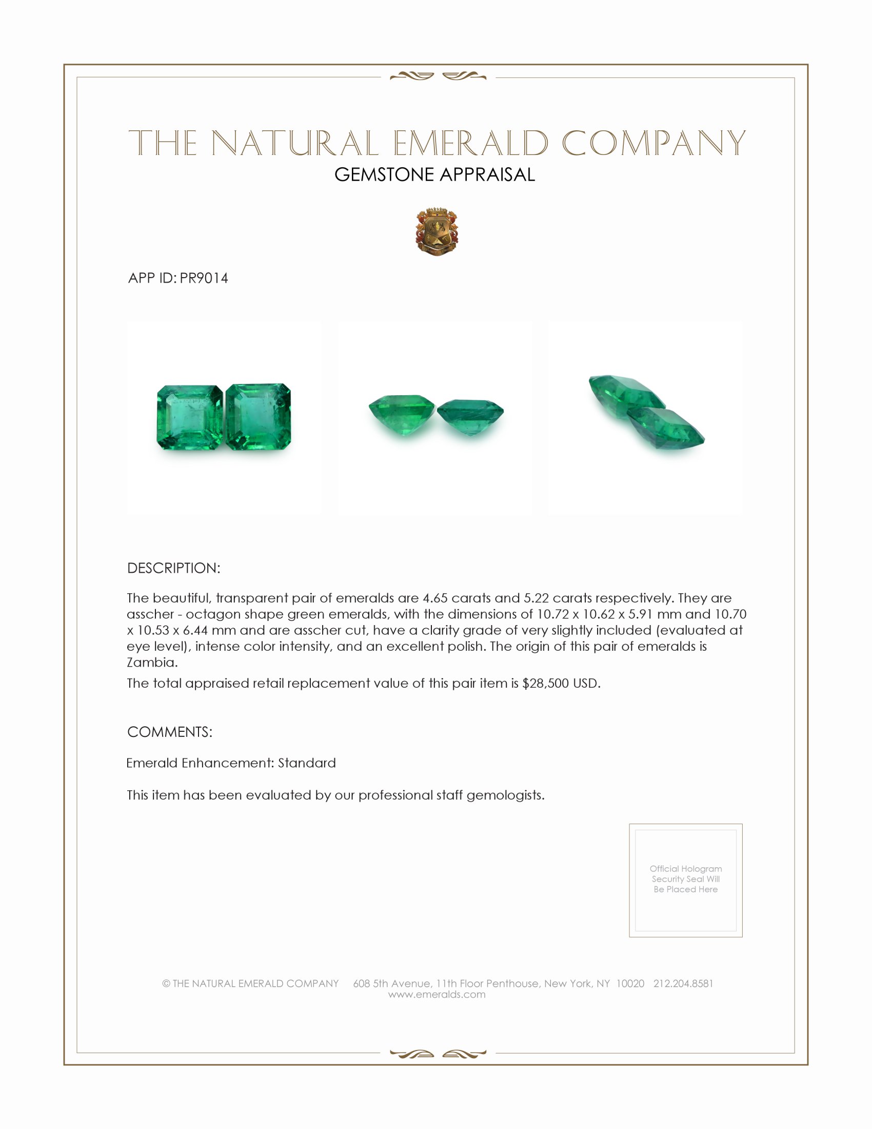 9.87 Ct.Tw. Emerald Pair from Zambia