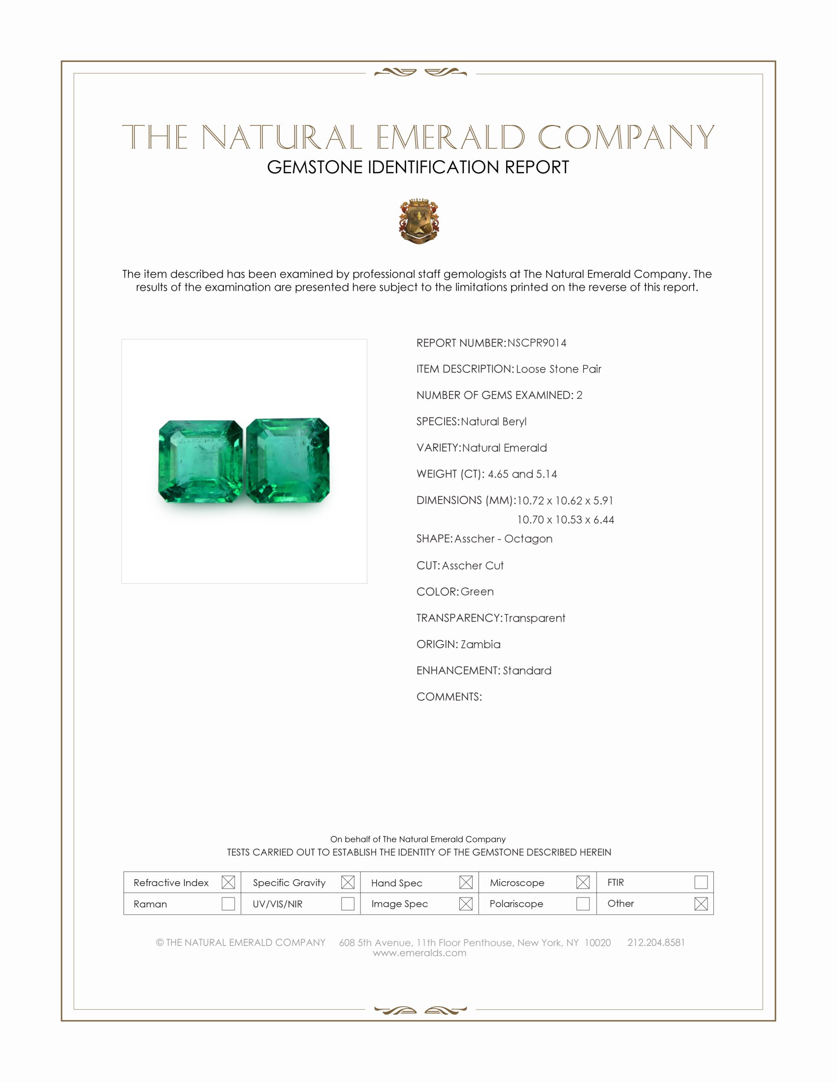 9.79 Ct.Tw. Emerald Pair from Zambia