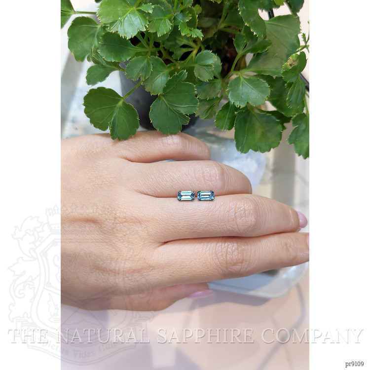 1.65 Ct.Tw. Greenish Blue Sapphire Pair from Montana