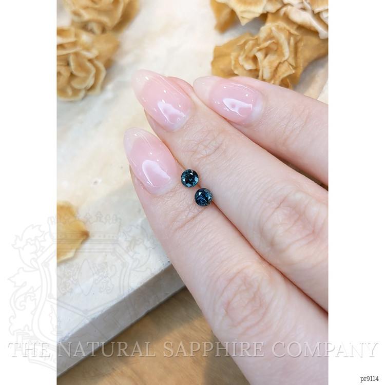 0.76 Ct.Tw. Greenish Blue Sapphire Pair from Ceylon (Sri Lanka)