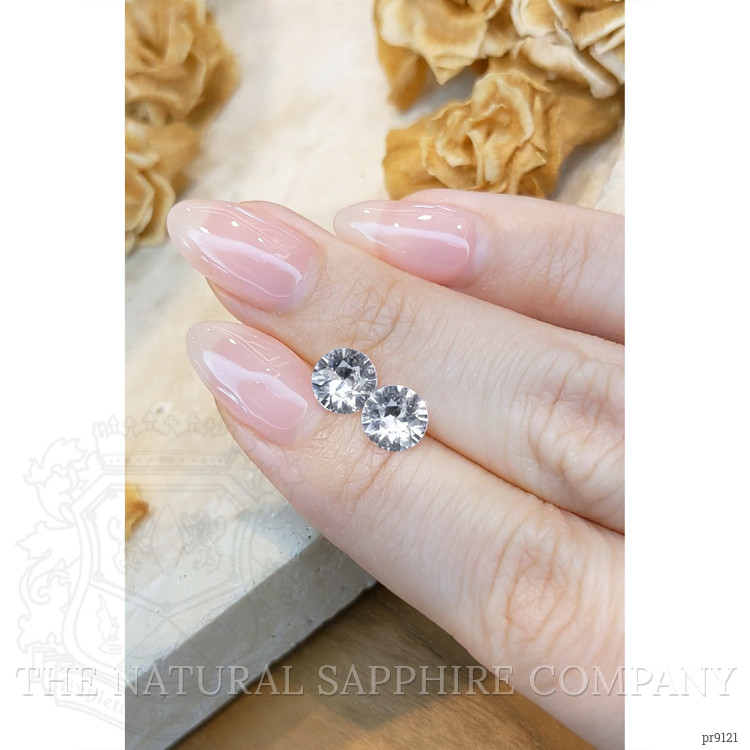 2.76 Ct.Tw. White Sapphire Pair from Ceylon (Sri Lanka)