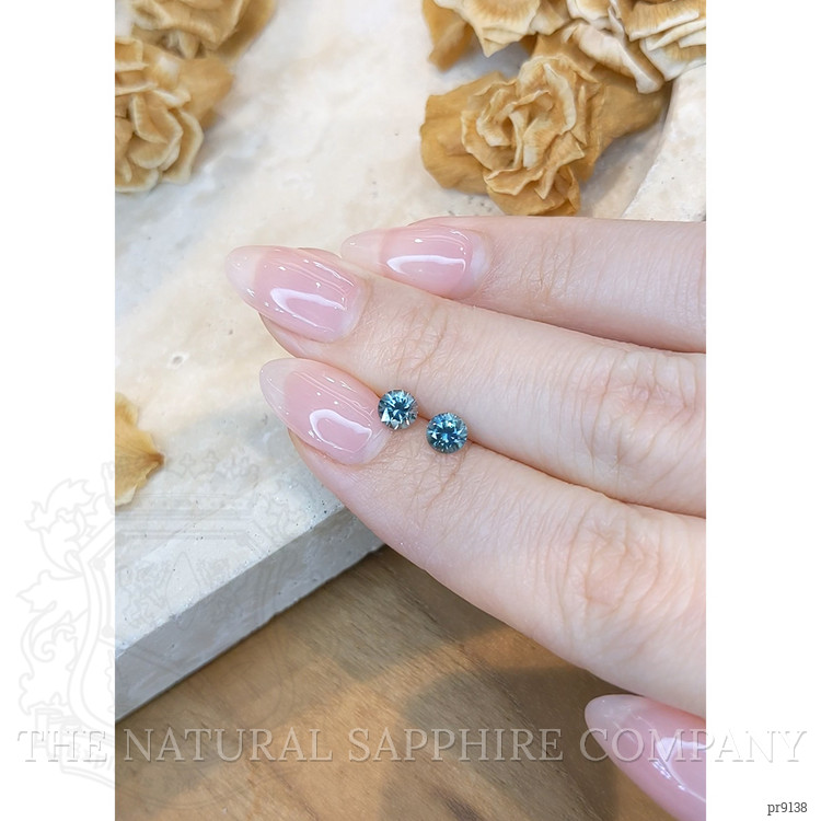 0.97 Ct.Tw. Greenish Blue Sapphire Pair from Montana