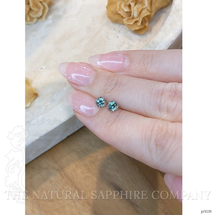 0.90 Ct.Tw. Bluish Green Sapphire Pair from Montana