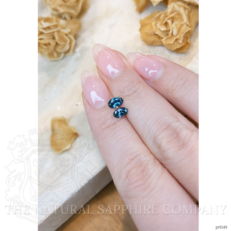 0.94 Ct.Tw. Greenish Blue Sapphire Pair from Montana