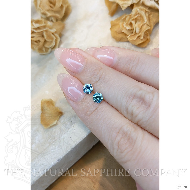 1.13 Ct.Tw. Greenish Blue Sapphire Pair from Montana