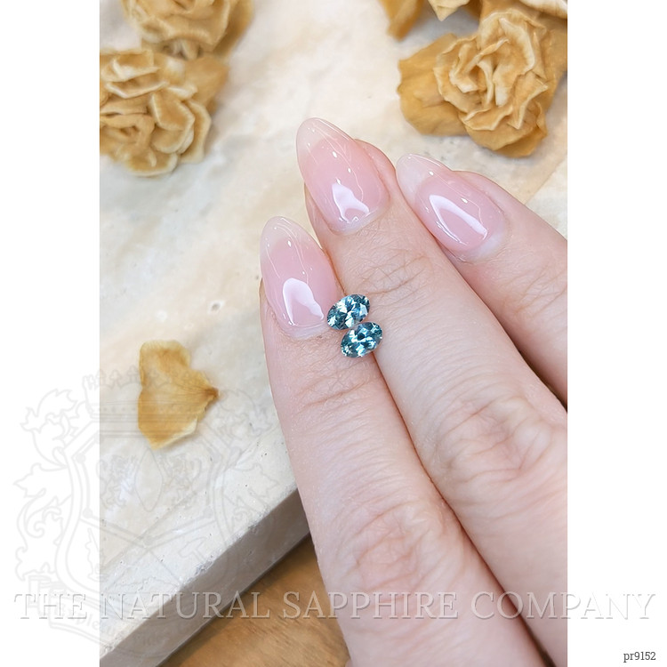 1.02 Ct.Tw. Greenish Blue Sapphire Pair from Montana