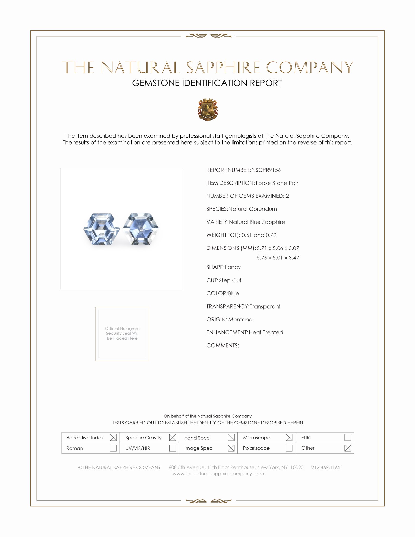 1.33 Ct.Tw. Blue Sapphire Pair from Montana