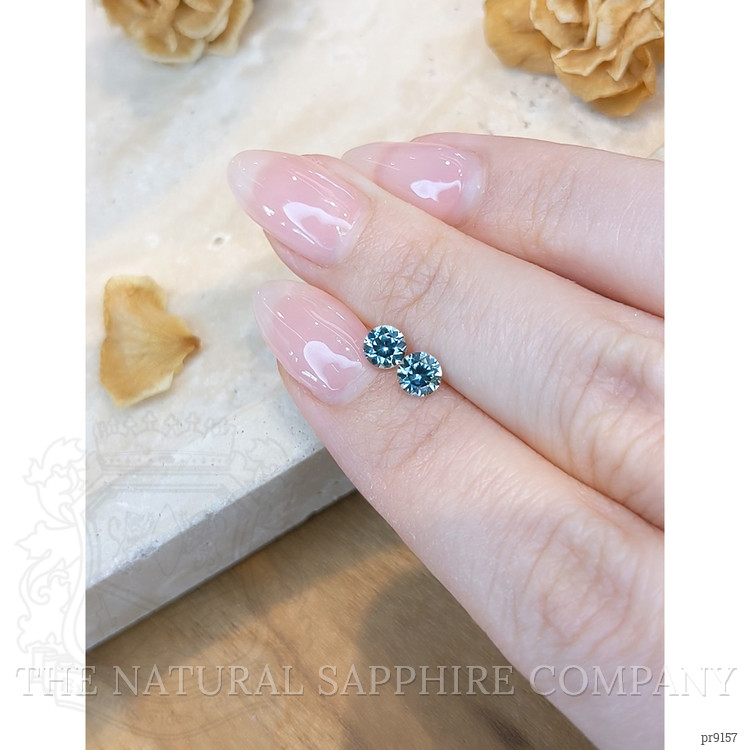 0.99 Ct.Tw. Greenish Blue Sapphire Pair from Montana