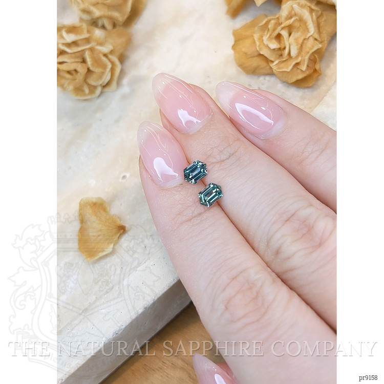 1.13 Ct.Tw. Bluish Green Sapphire Pair from Montana