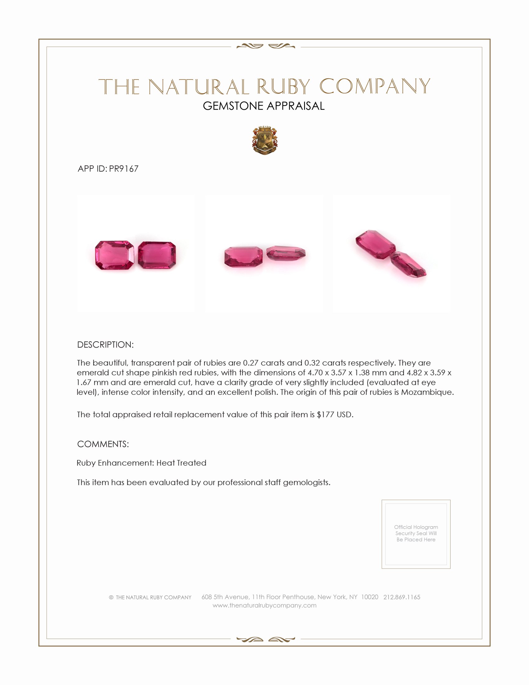 0.59 Ct.Tw. Ruby Pair from Mozambique