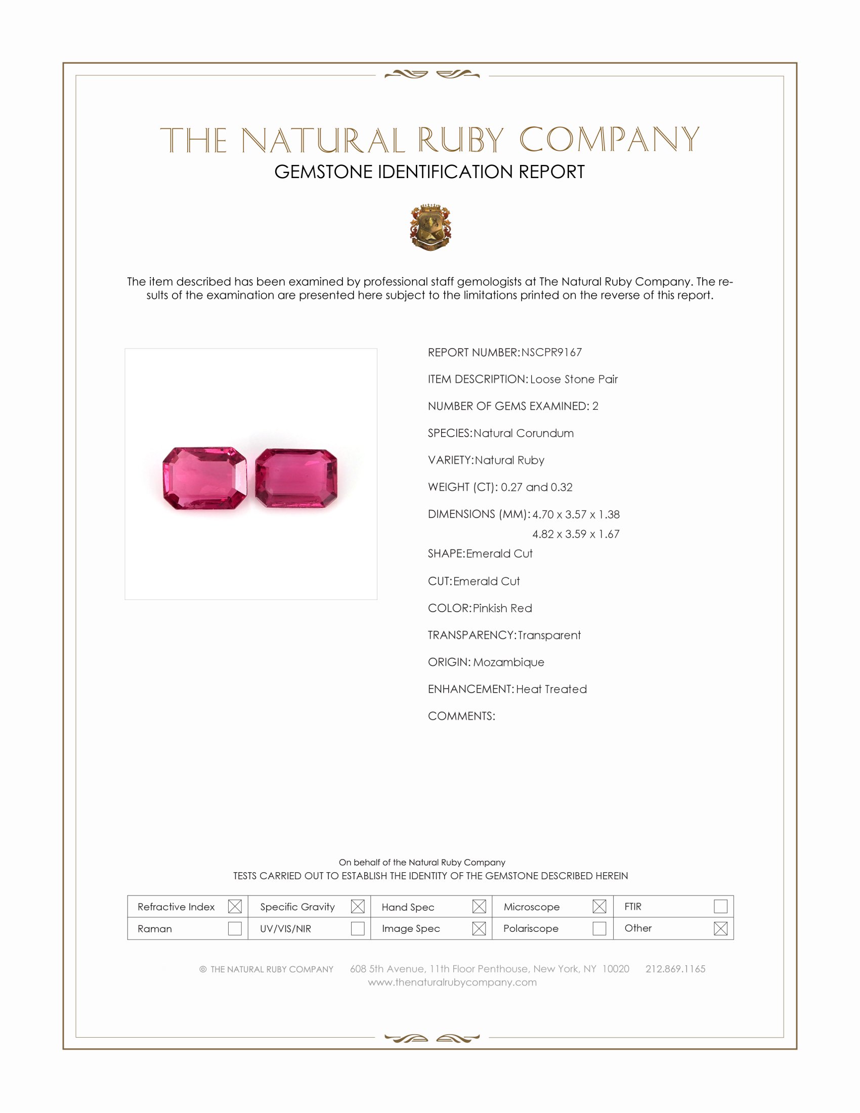 0.59 Ct.Tw. Ruby Pair from Mozambique