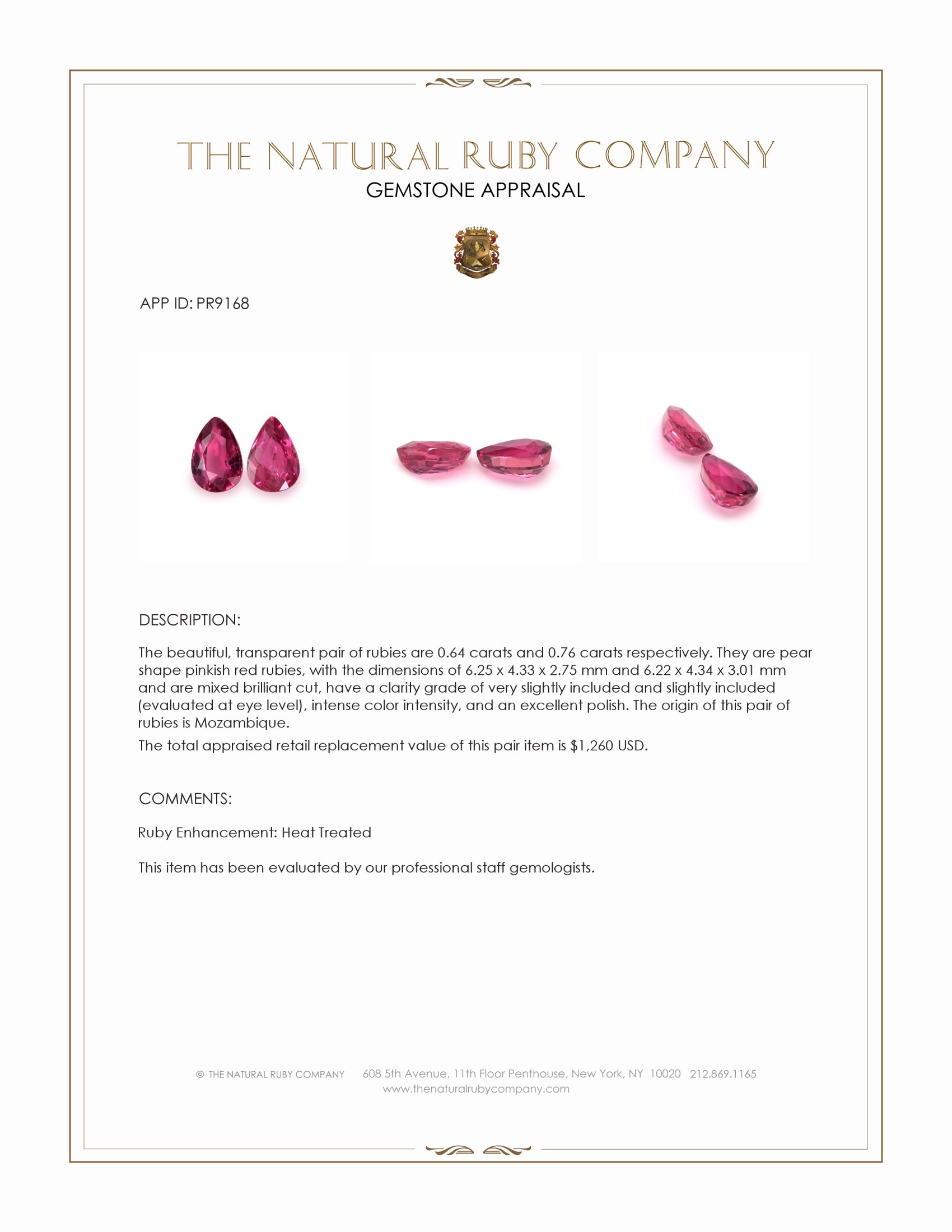 1.40 Ct.Tw. Ruby Pair from Mozambique