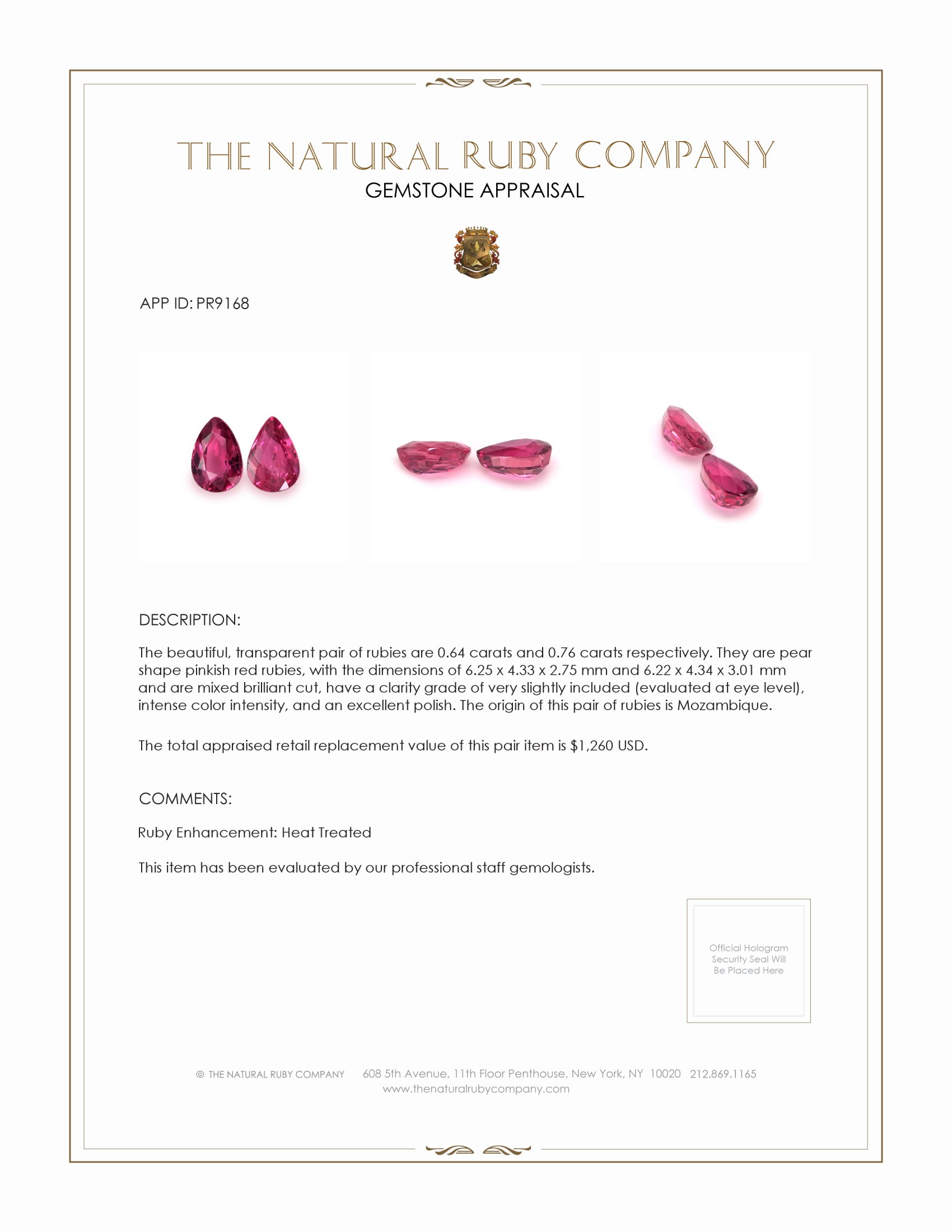 1.40 Ct.Tw. Ruby Pair from Mozambique