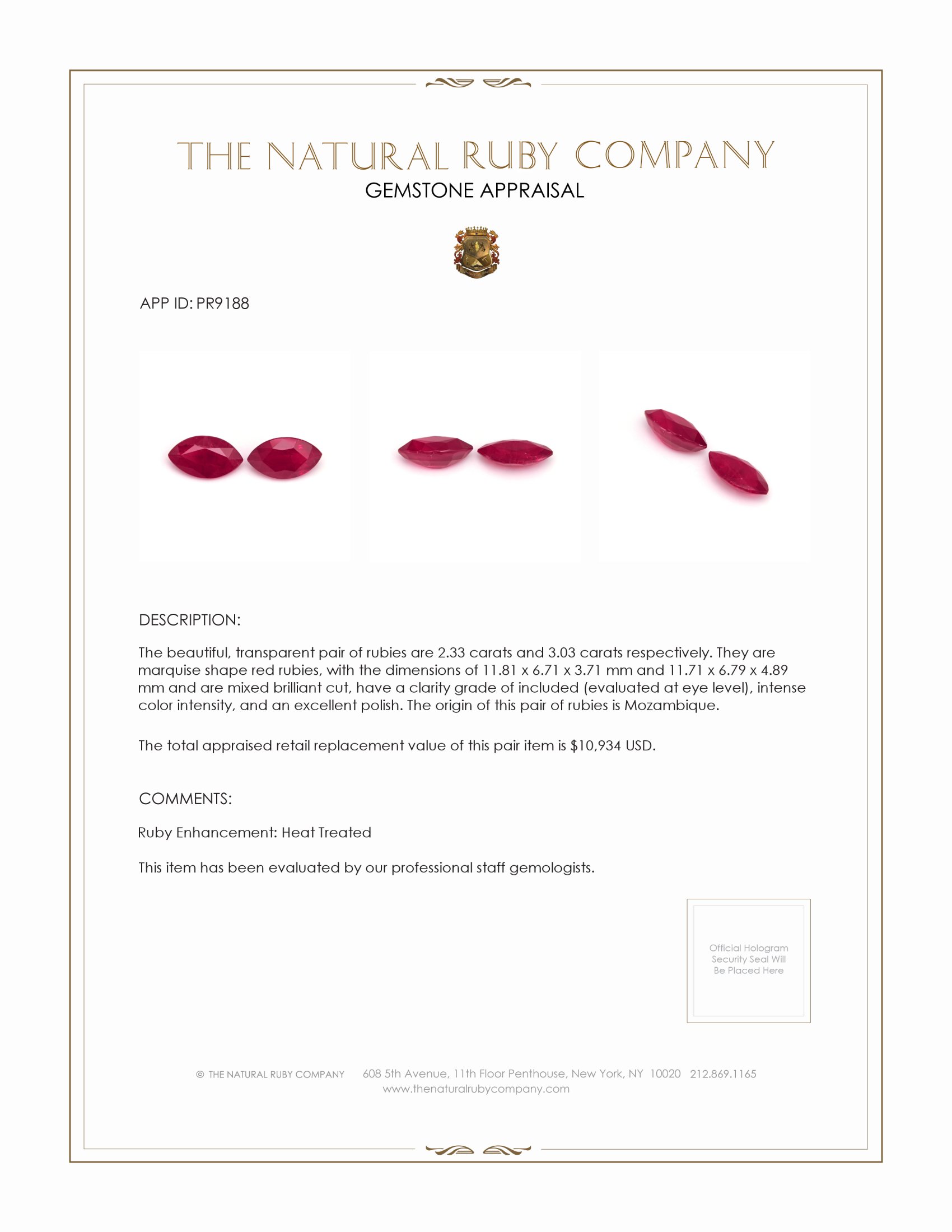 5.36 Ct.Tw. Ruby Pair from Mozambique