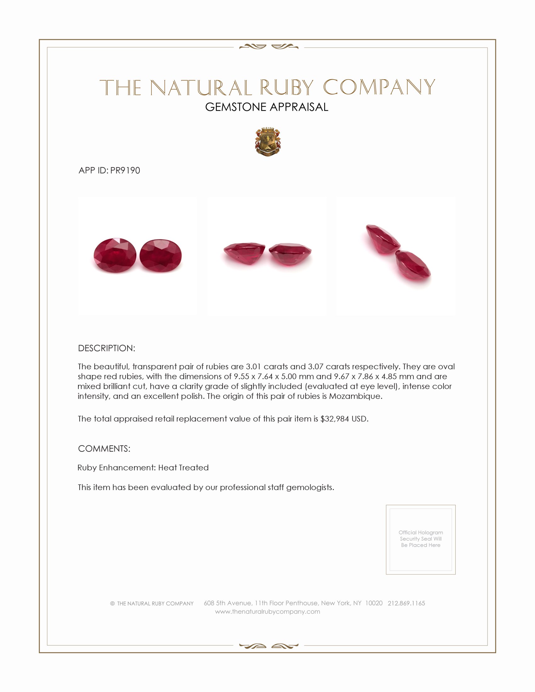 6.08 Ct.Tw. Ruby Pair from Mozambique
