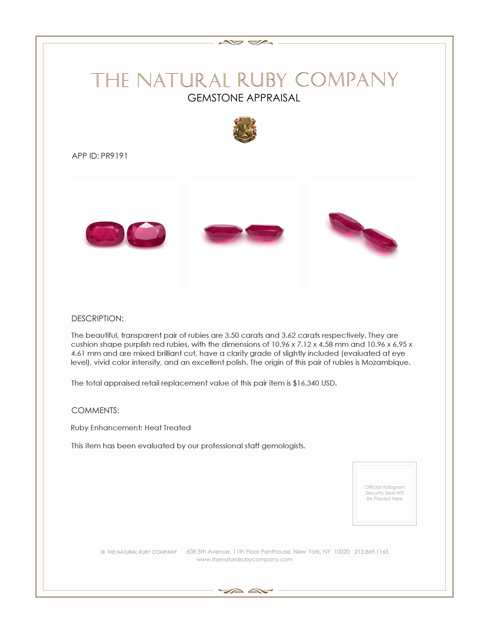 7.12 Ct.Tw. Ruby Pair from Mozambique