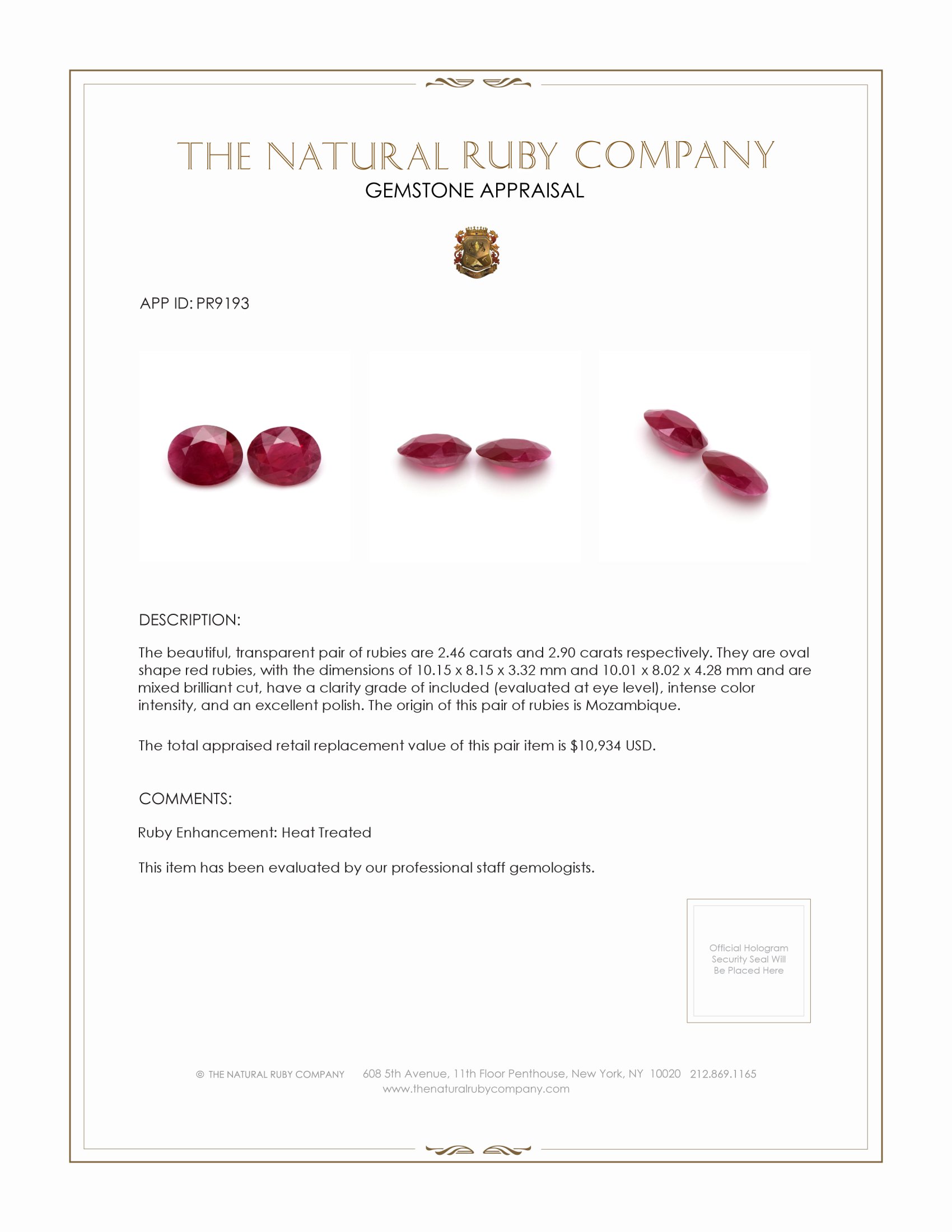 5.36 Ct.Tw. Ruby Pair from Mozambique