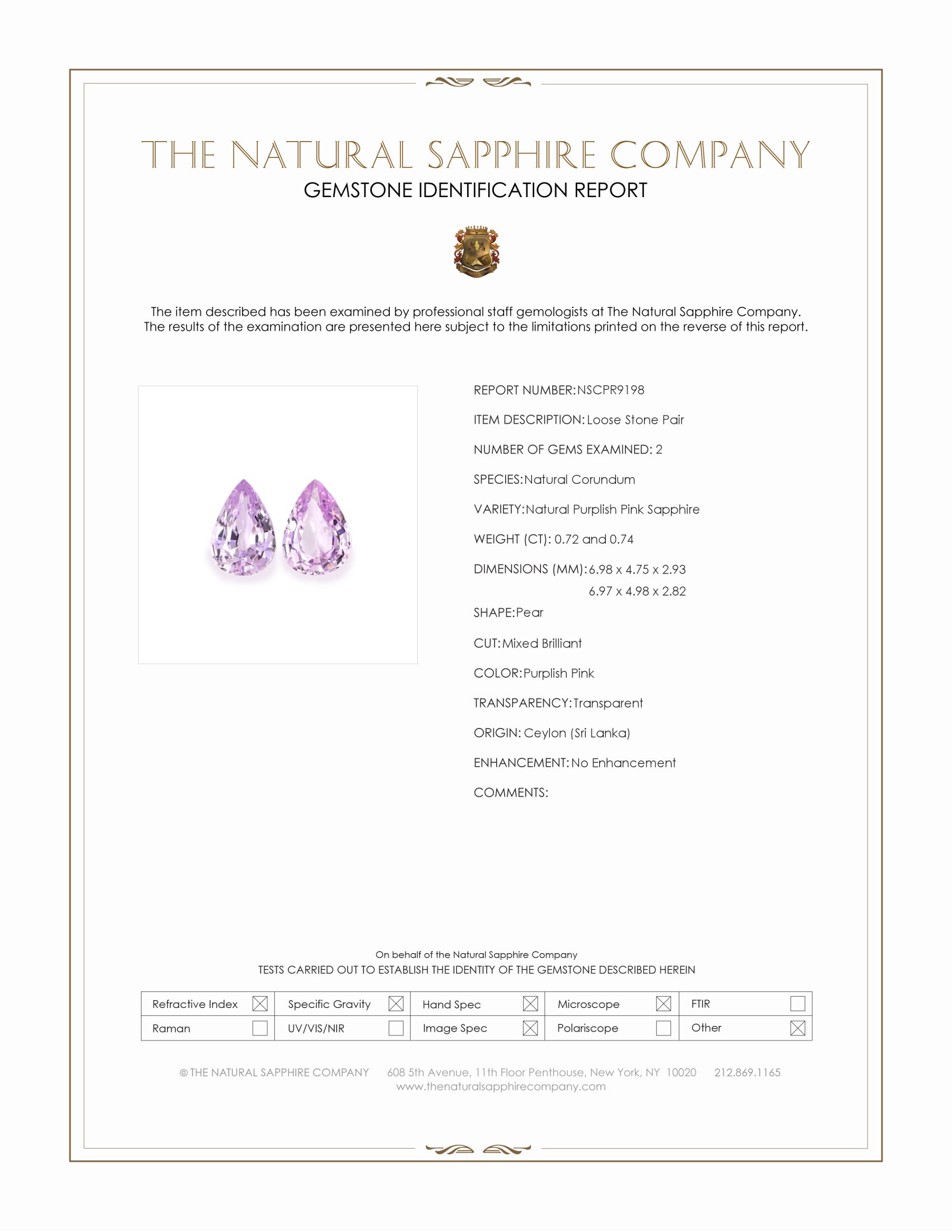 1.46 Ct.Tw. Purplish Pink Sapphire Pair from Ceylon (Sri Lanka)
