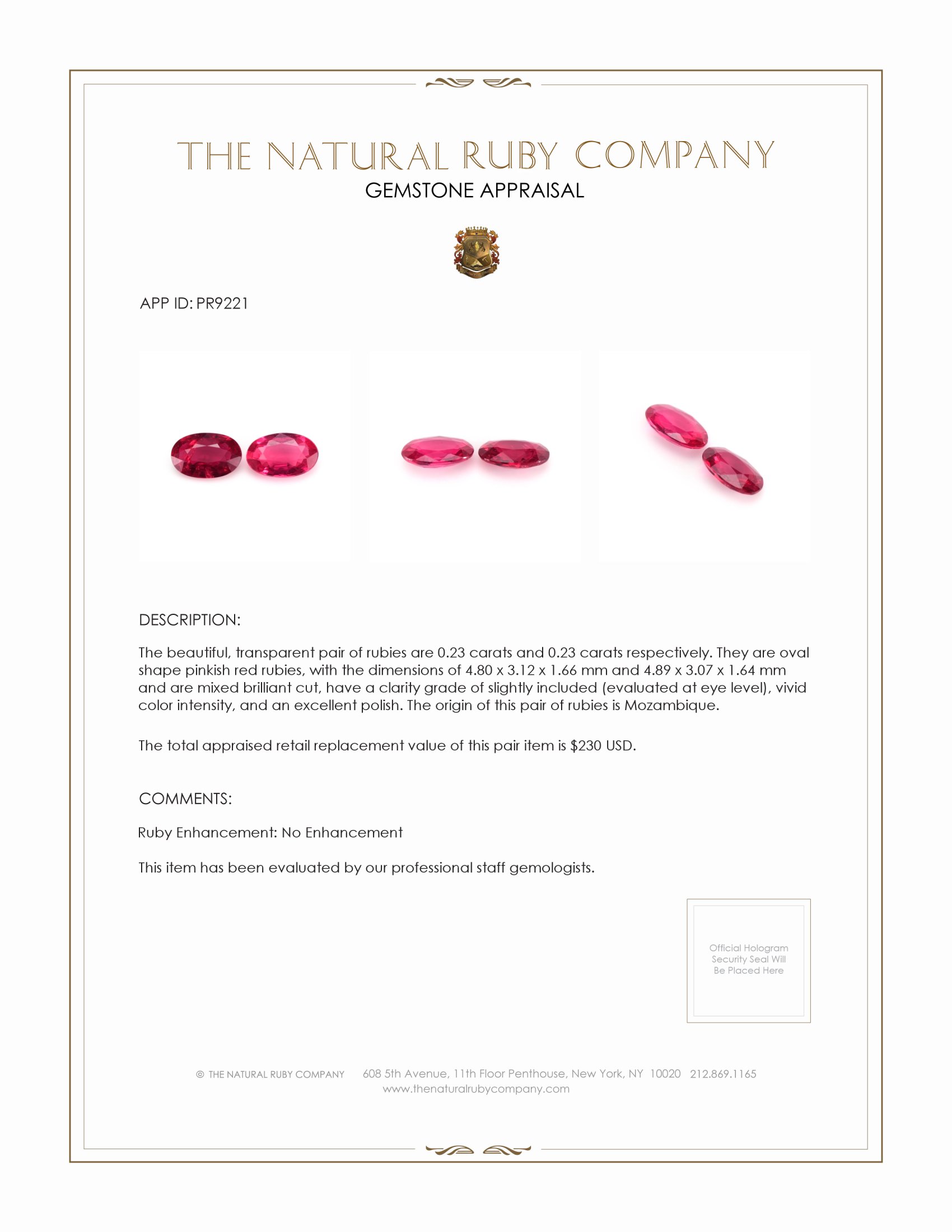 0.46 Ct.Tw. Ruby Pair from Mozambique