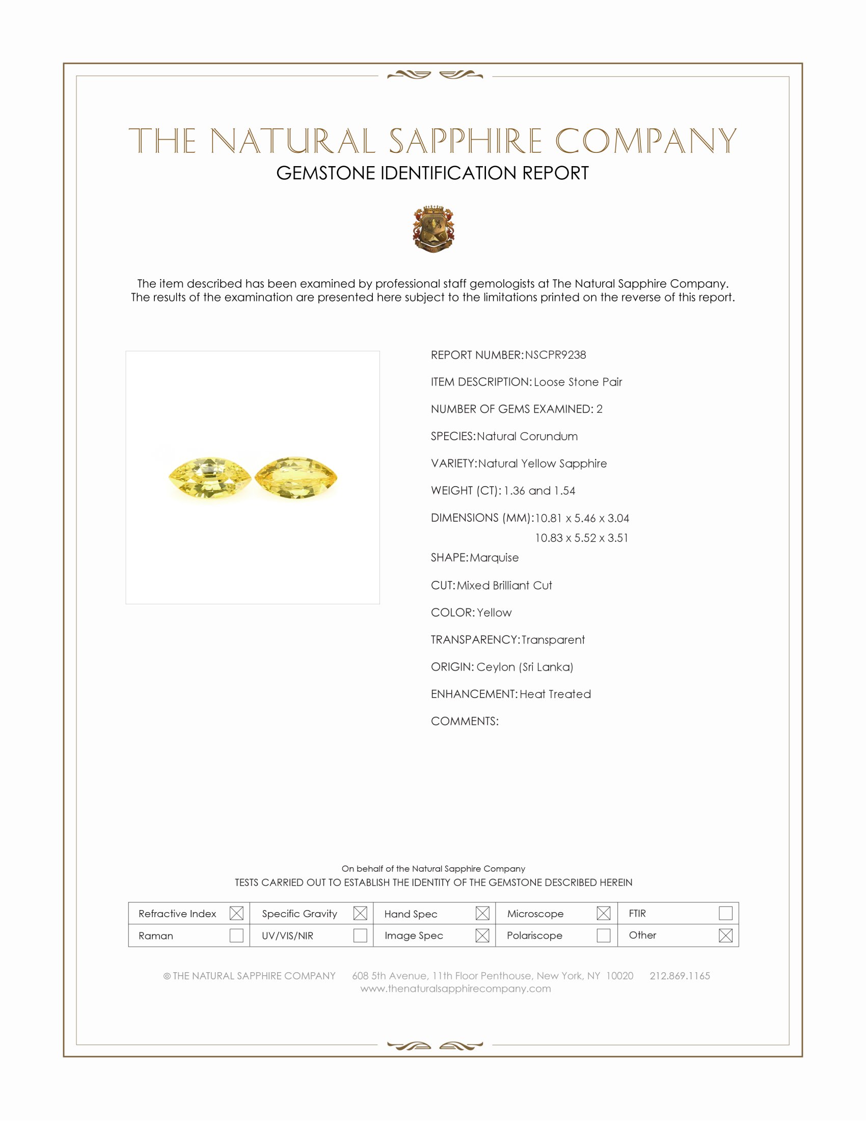 2.90 Ct.Tw. Yellow Sapphire Pair from Ceylon (Sri Lanka)
