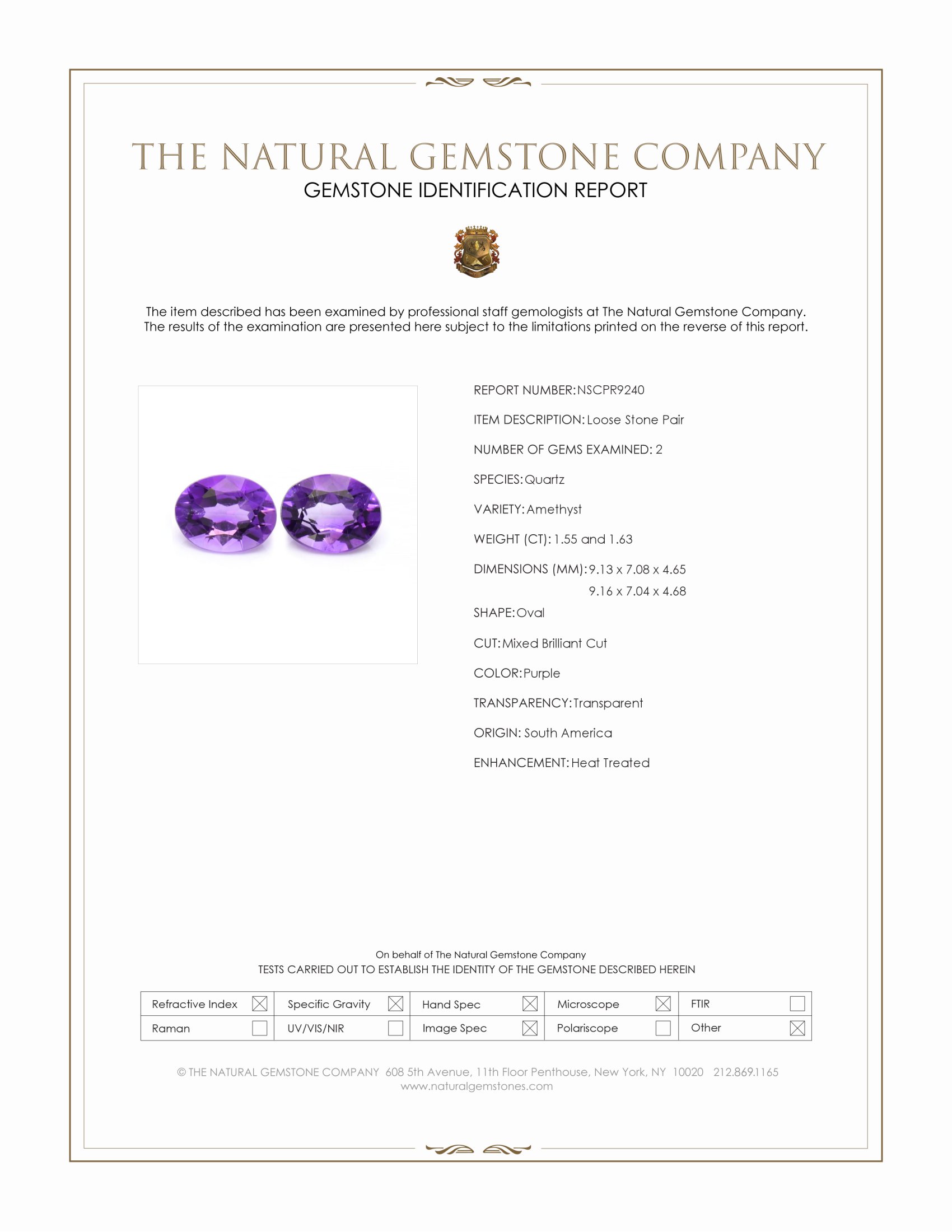 3.18 Ct.Tw. Purple Amethyst Pair from South America