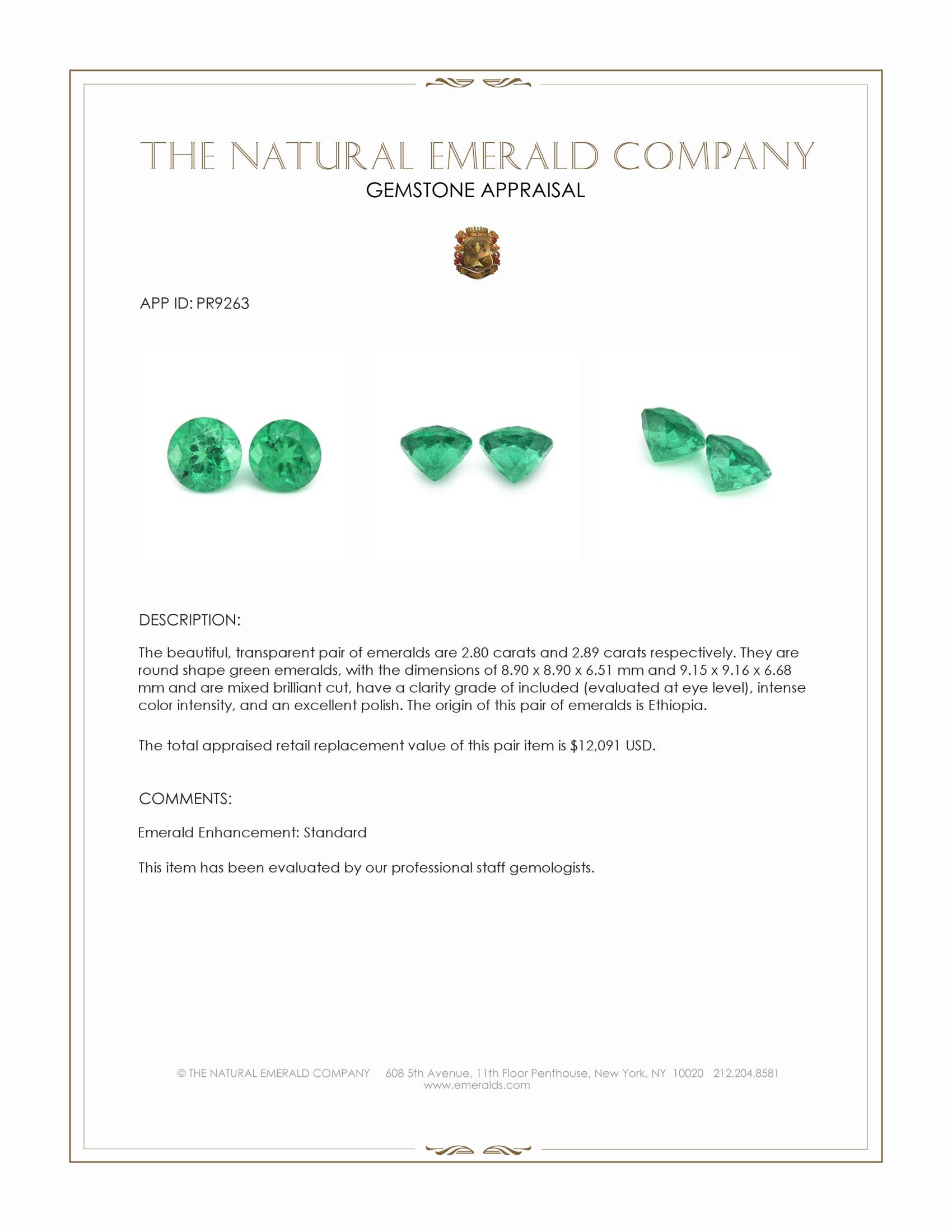 5.69 Ct.Tw. Emerald Pair from Ethiopia