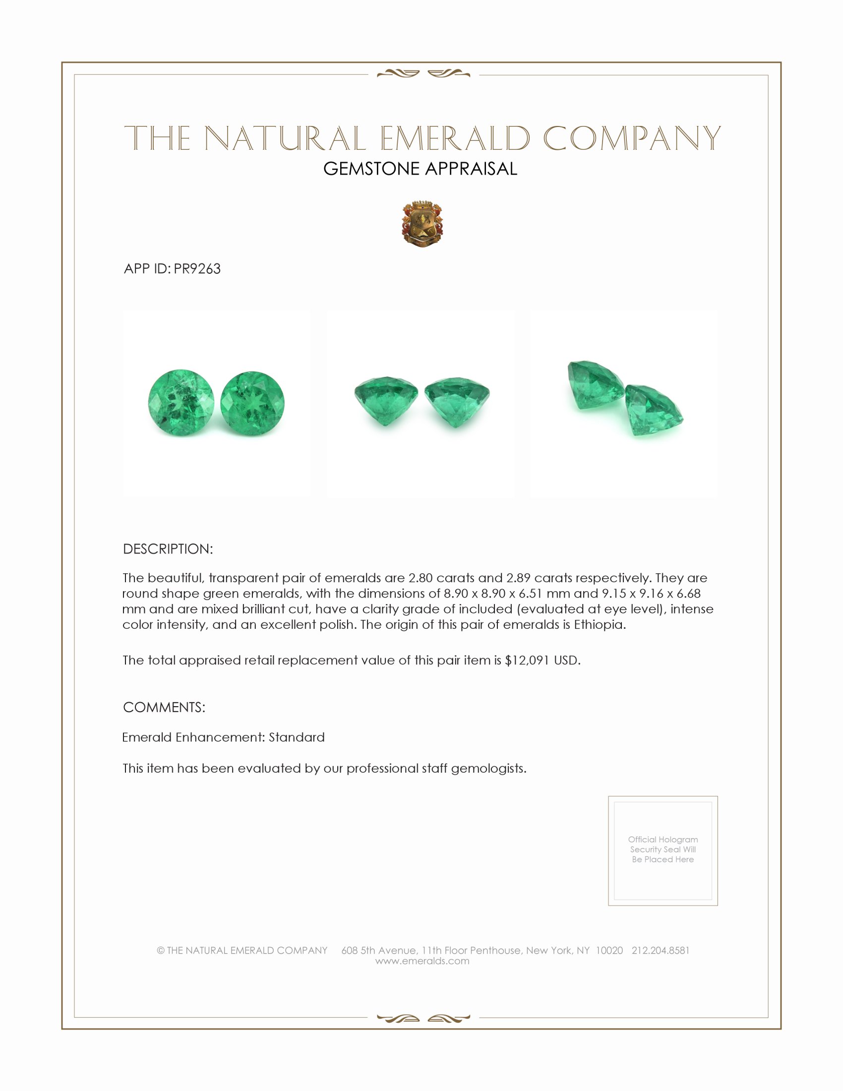 5.69 Ct.Tw. Emerald Pair from Ethiopia