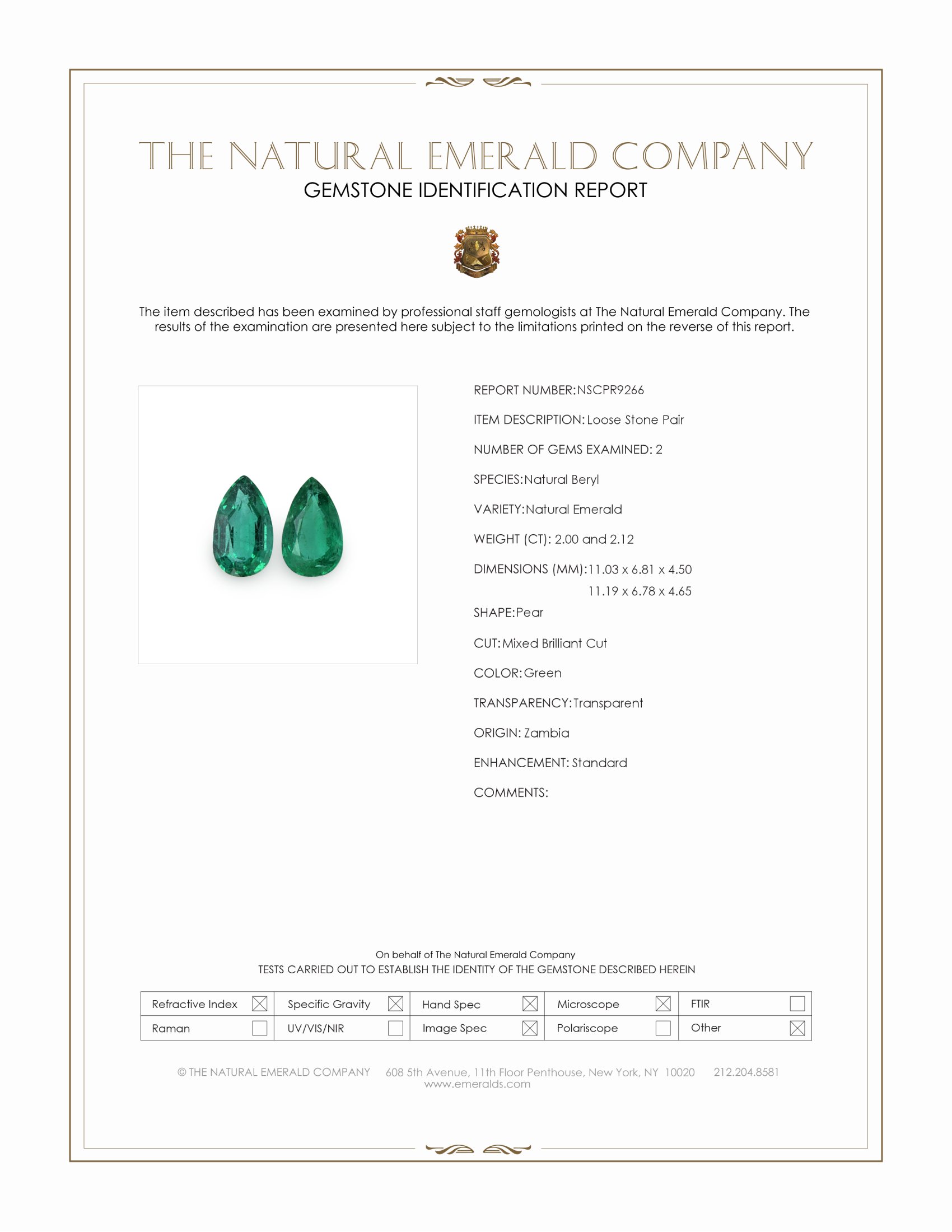4.12 Ct.Tw. Emerald Pair from Zambia